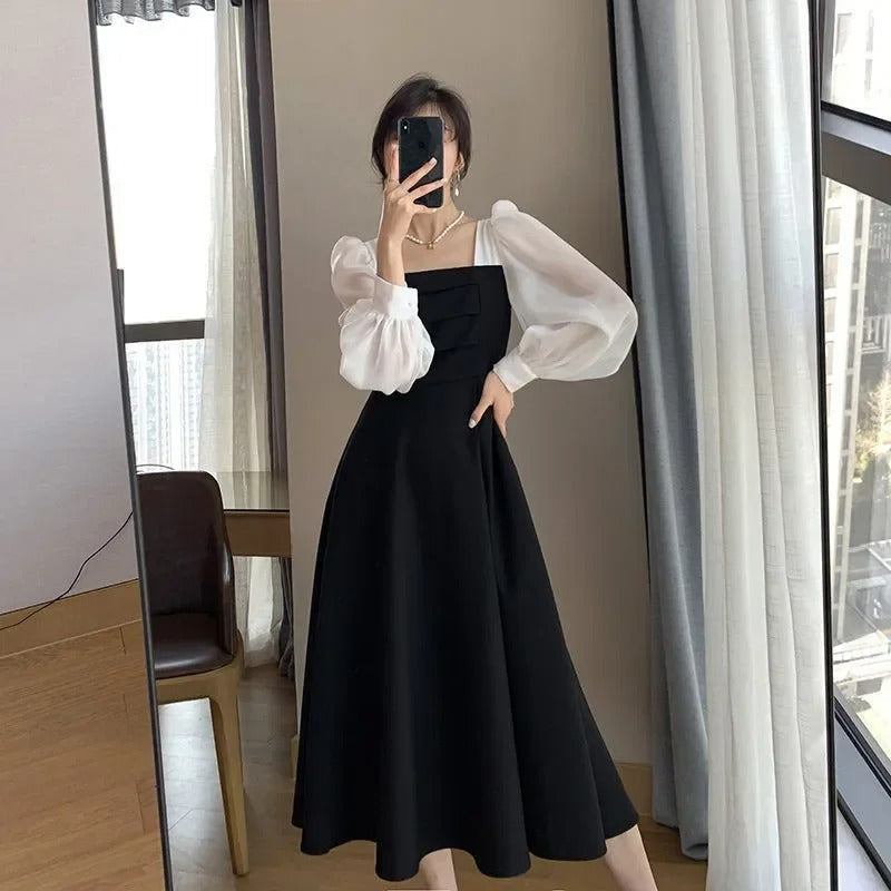 Elegant Medium-Length Black Dress For Women