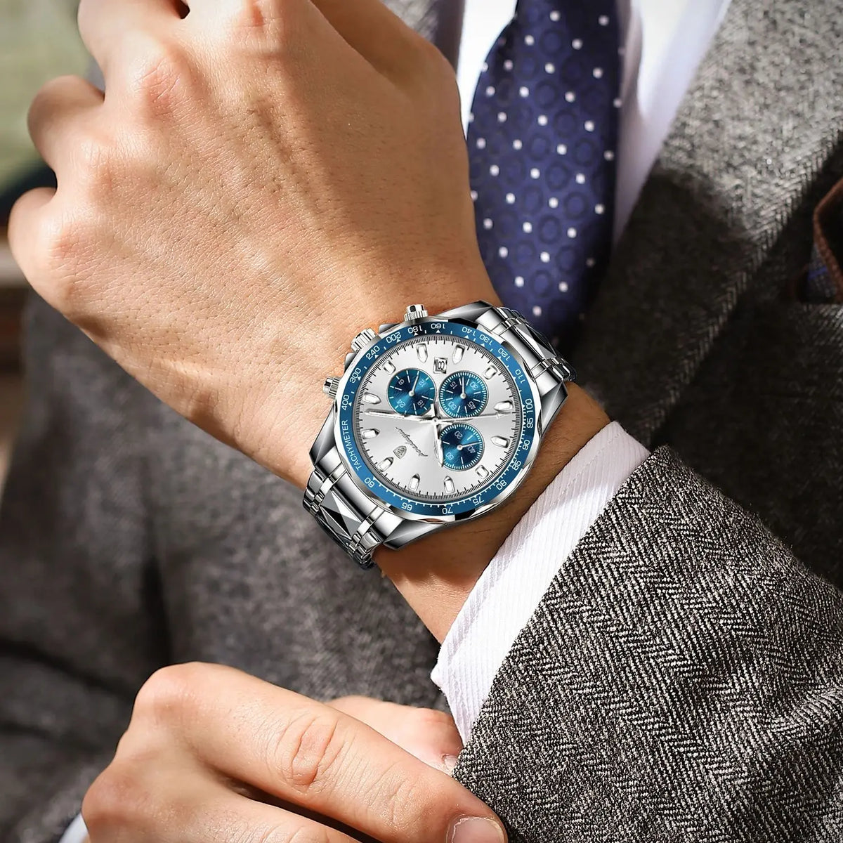 POEDAGAR Fashion Brand Men Watch Waterproof Stainless Steel