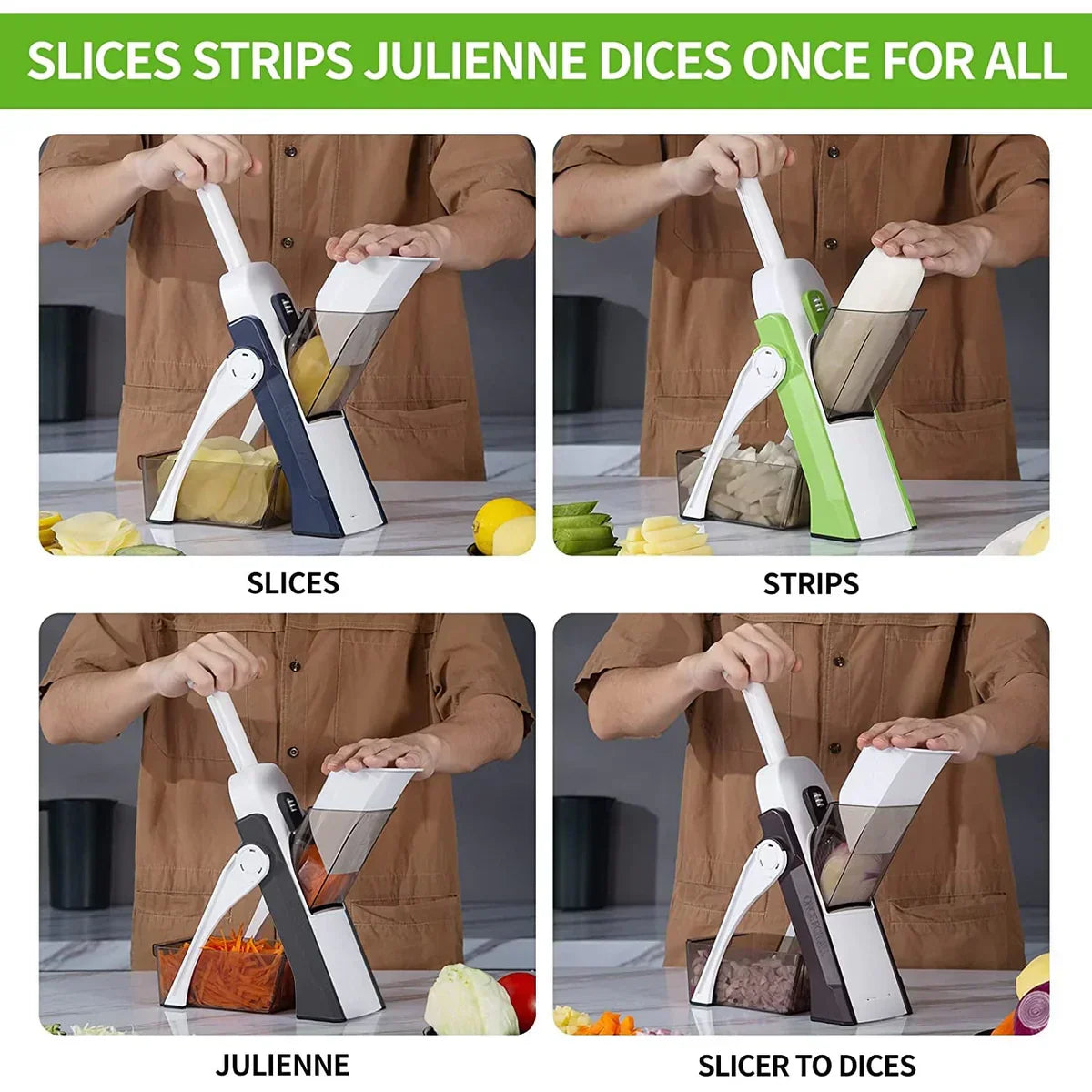 Adjustable Vegetable Cutter, 4-in-1 Mandoline